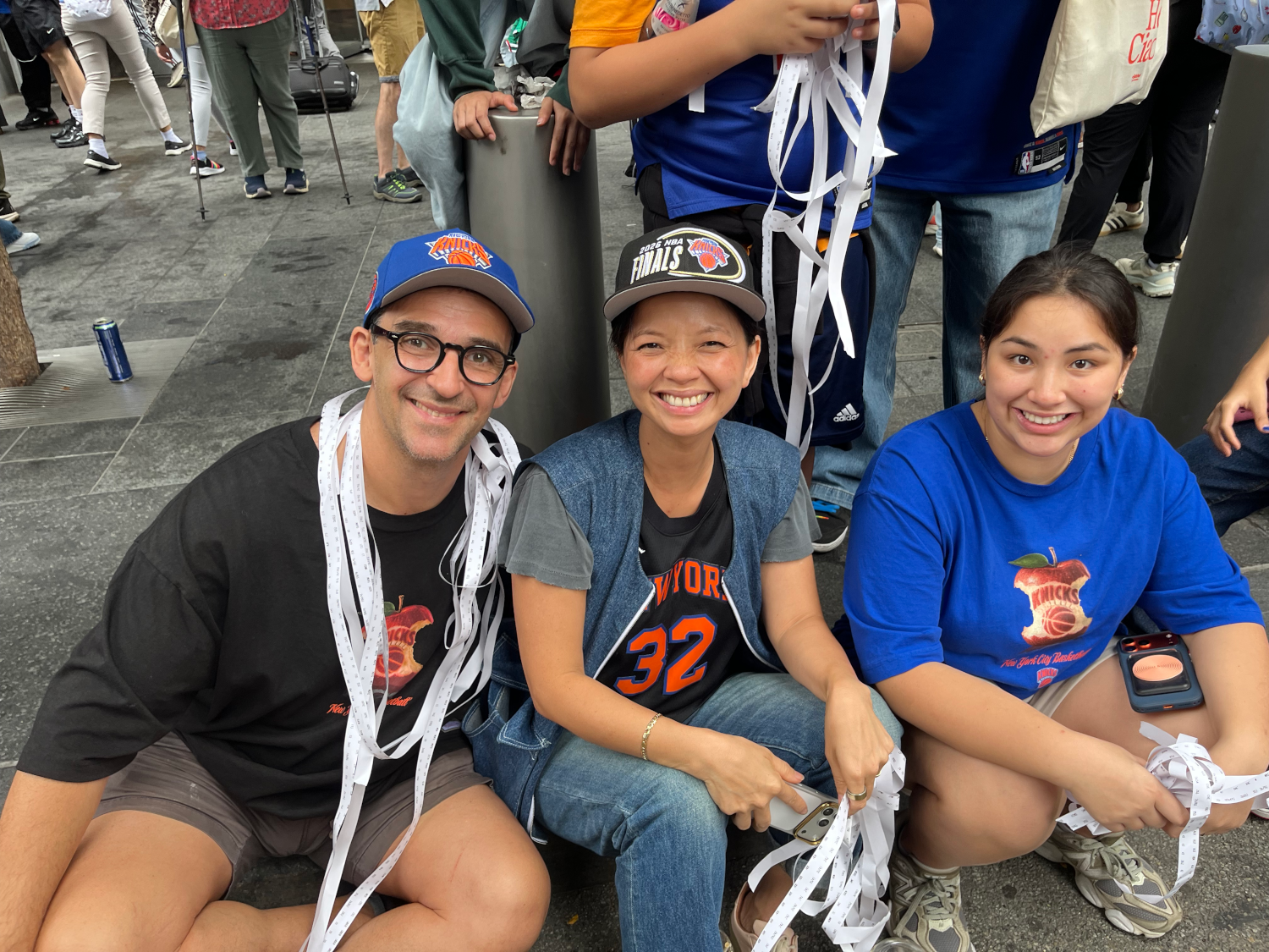 a family with some ticker-tape