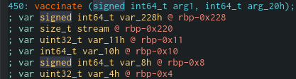 stack according to decompiler