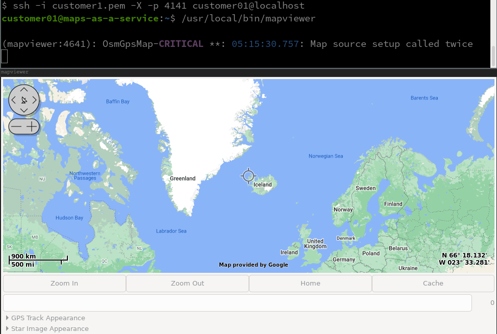 running mapviewer with X11 forwarding